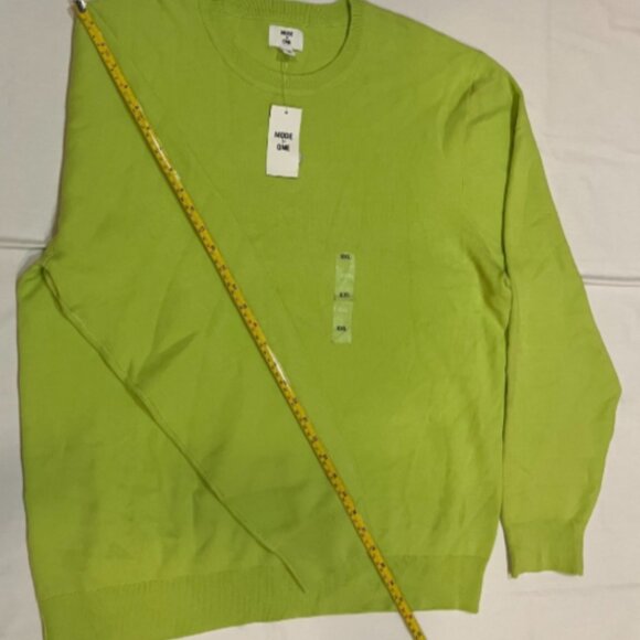 Mode of One Mens Regular Fit Crewneck Sweater Acid Green Color Size XXL - Picture 7 of 8